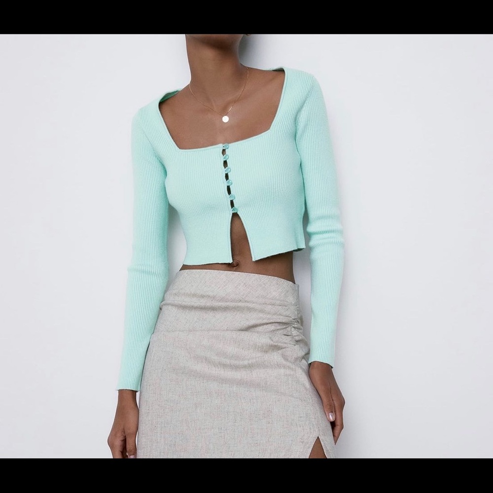 Zara button down crop top